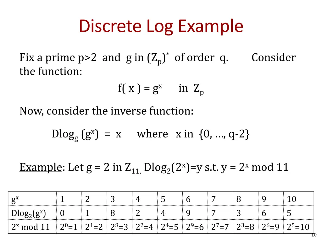 discrete log example