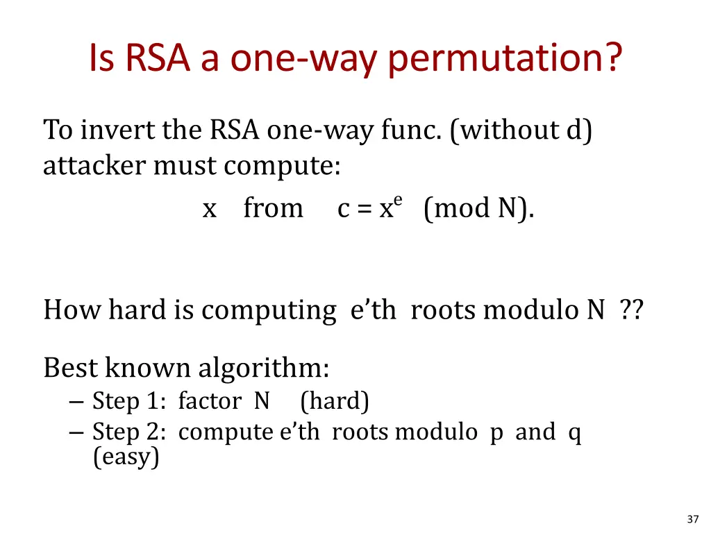 is rsa a one way permutation
