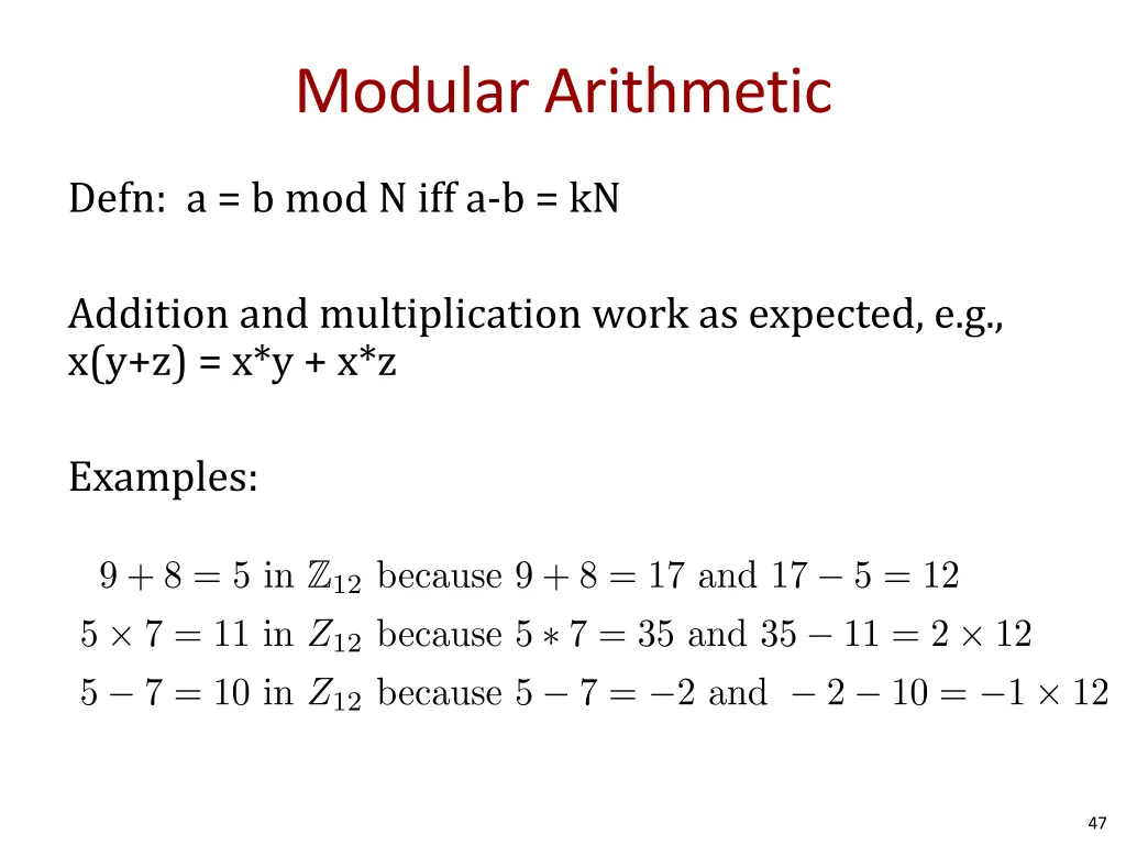 modular arithmetic