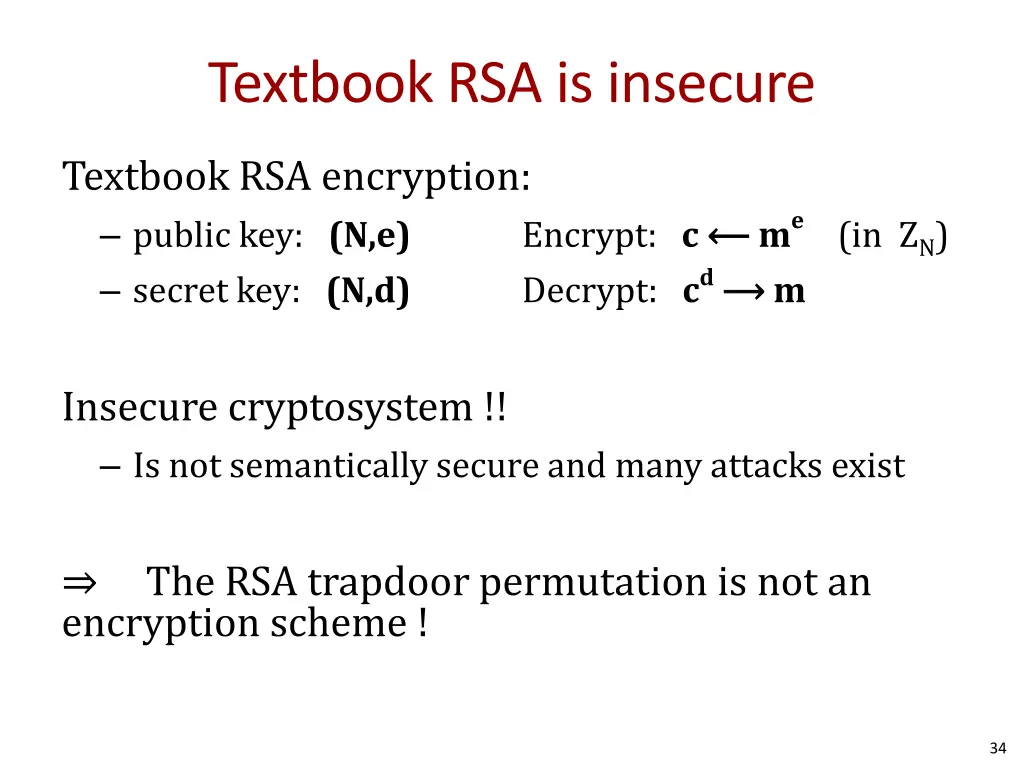 textbook rsa is insecure