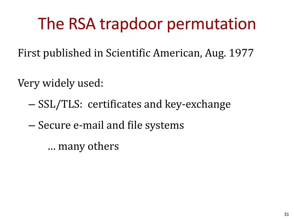 the rsa trapdoor permutation