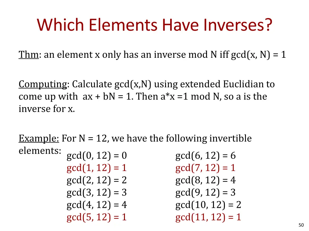 which elements have inverses