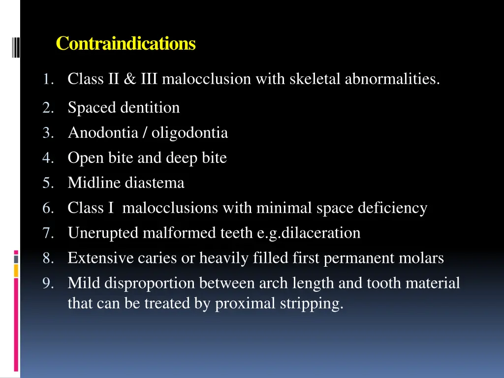 contraindications