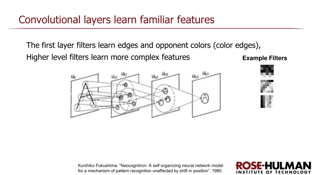 convolutional layers learn familiar features