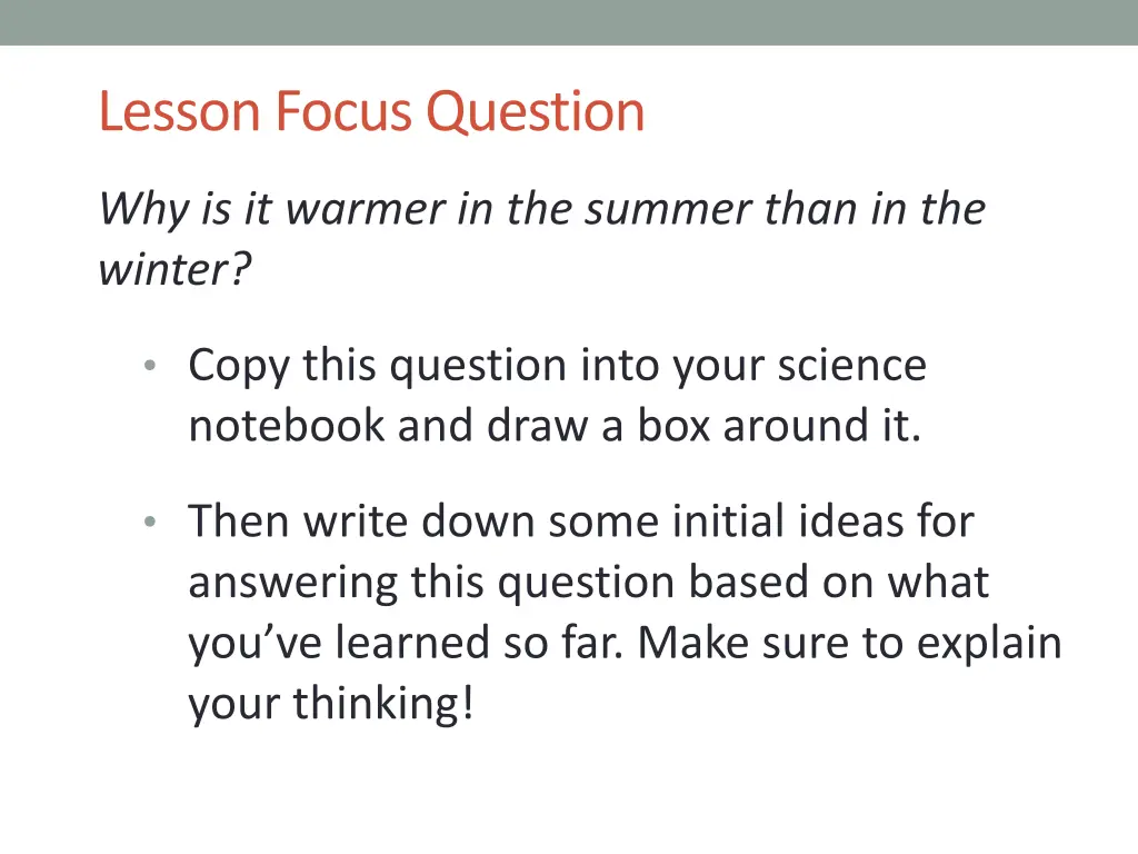 lesson focus question