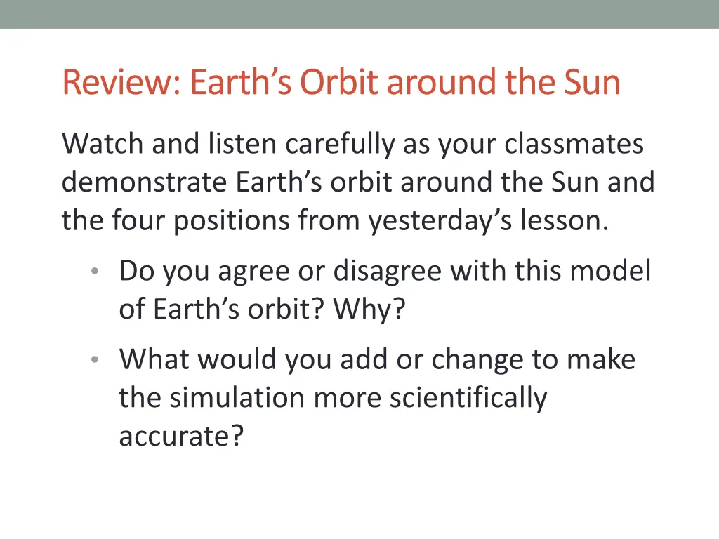 review earth s orbit around the sun