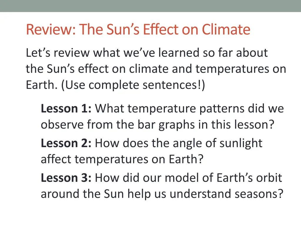 review the sun s effect on climate