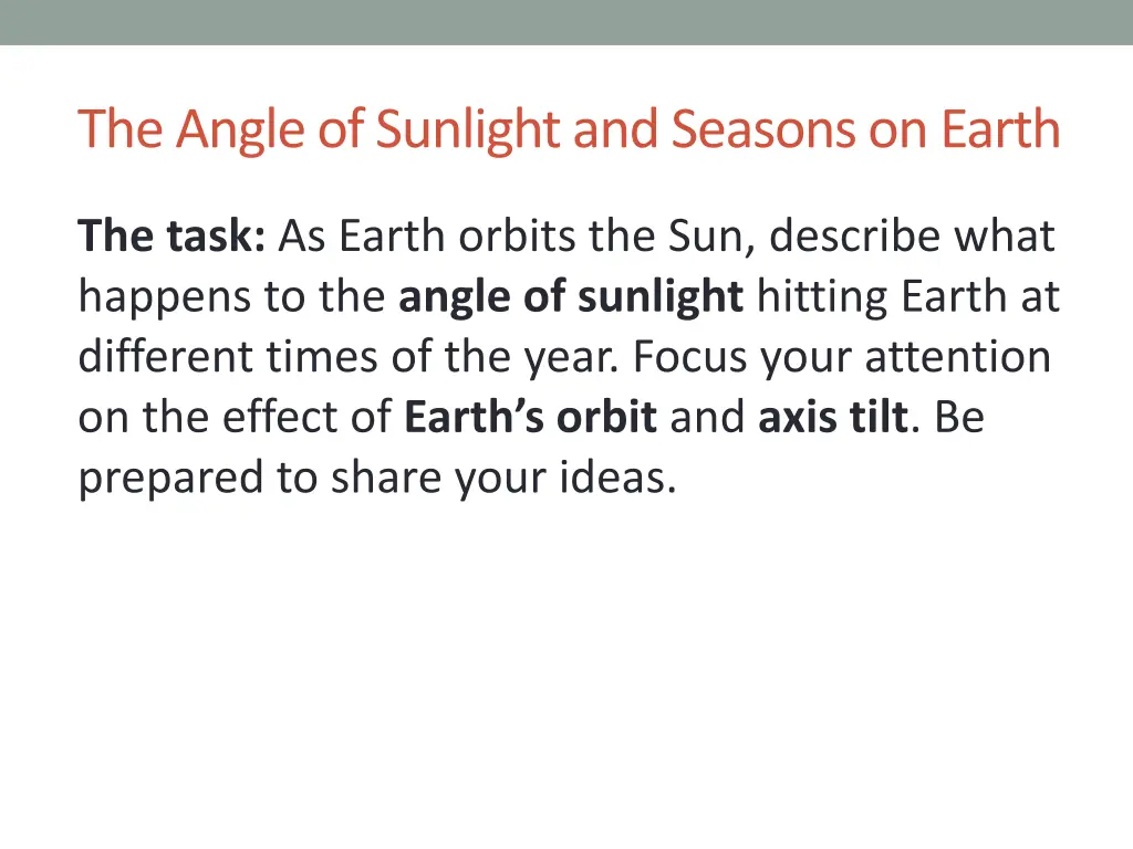 the angle of sunlight and seasons on earth 1