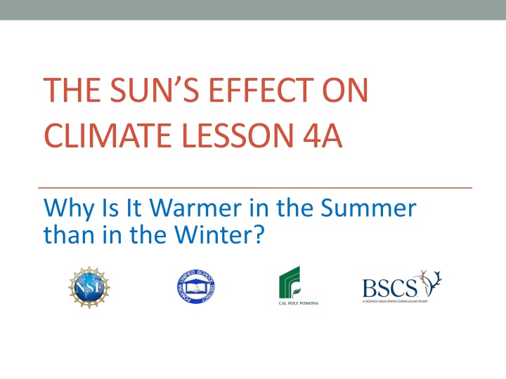the sun s effect on climate lesson 4a