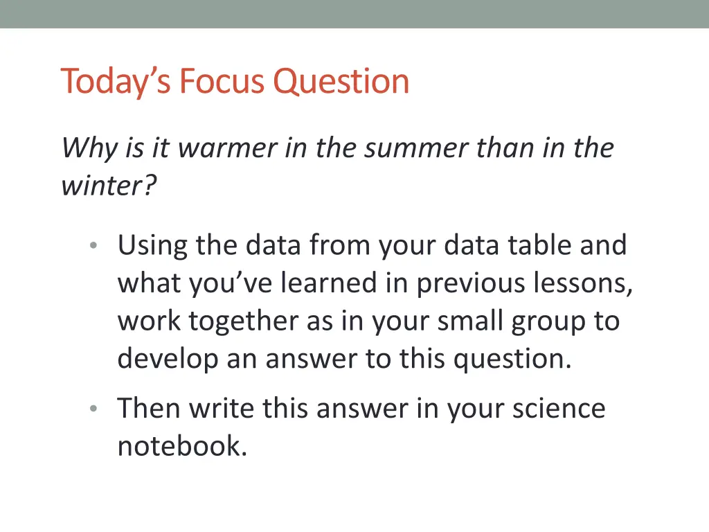 today s focus question