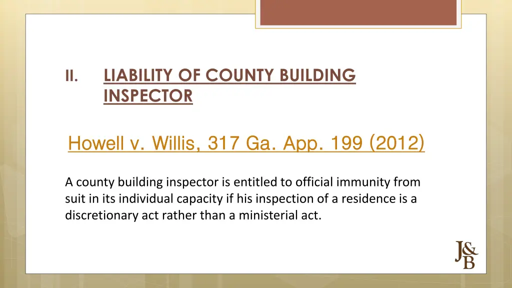 liability of county building inspector