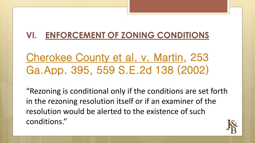 vi enforcement of zoning conditions