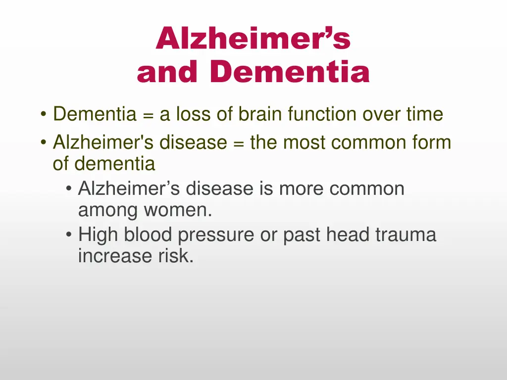 alzheimer s and dementia