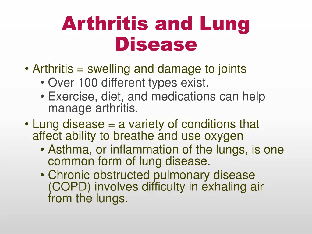arthritis and lung disease arthritis swelling