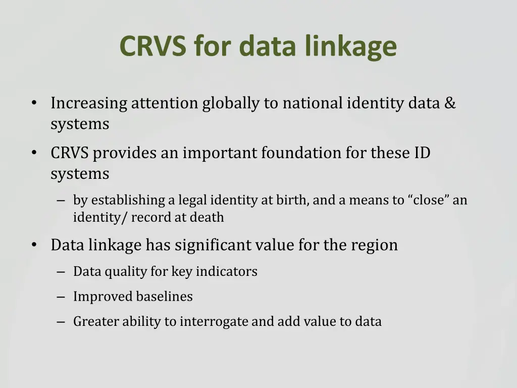 crvs for data linkage