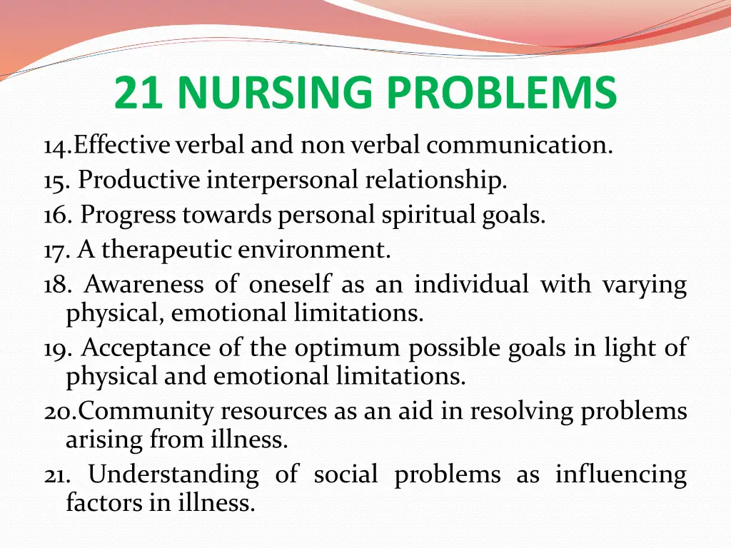21 nursing problems 14 effectiveverbal