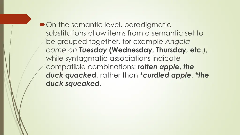 on the semantic level paradigmatic substitutions
