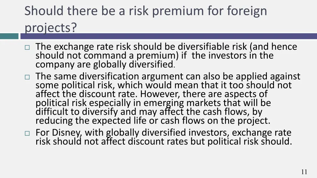should there be a risk premium for foreign