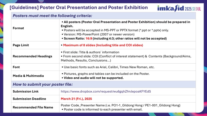 guidelines poster oral presentation and poster