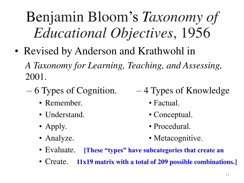 benjamin bloom s taxonomy of educational