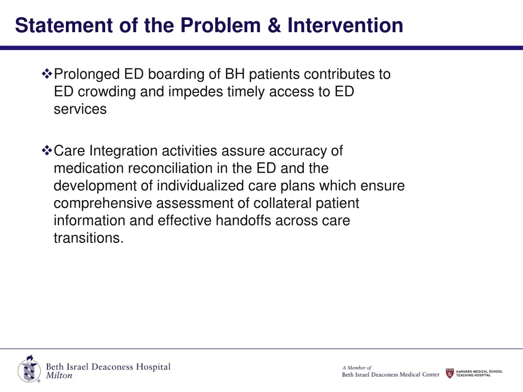 statement of the problem intervention