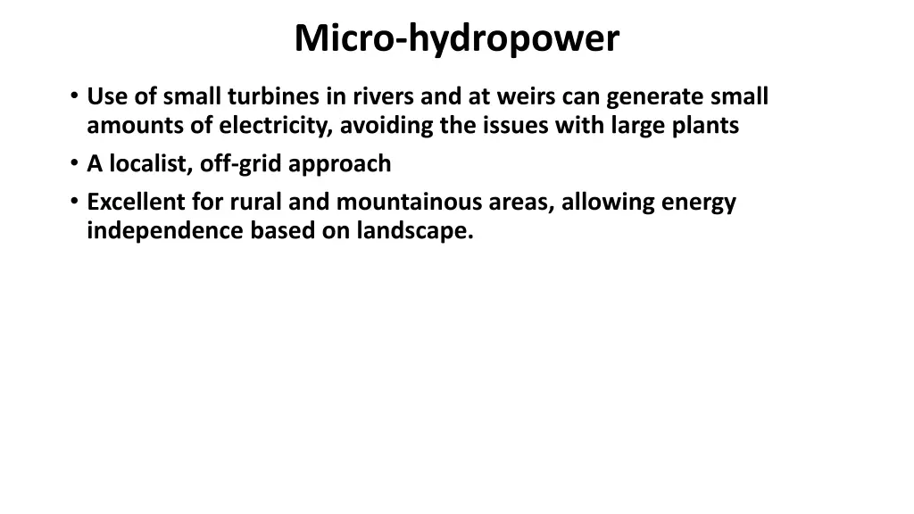 micro hydropower