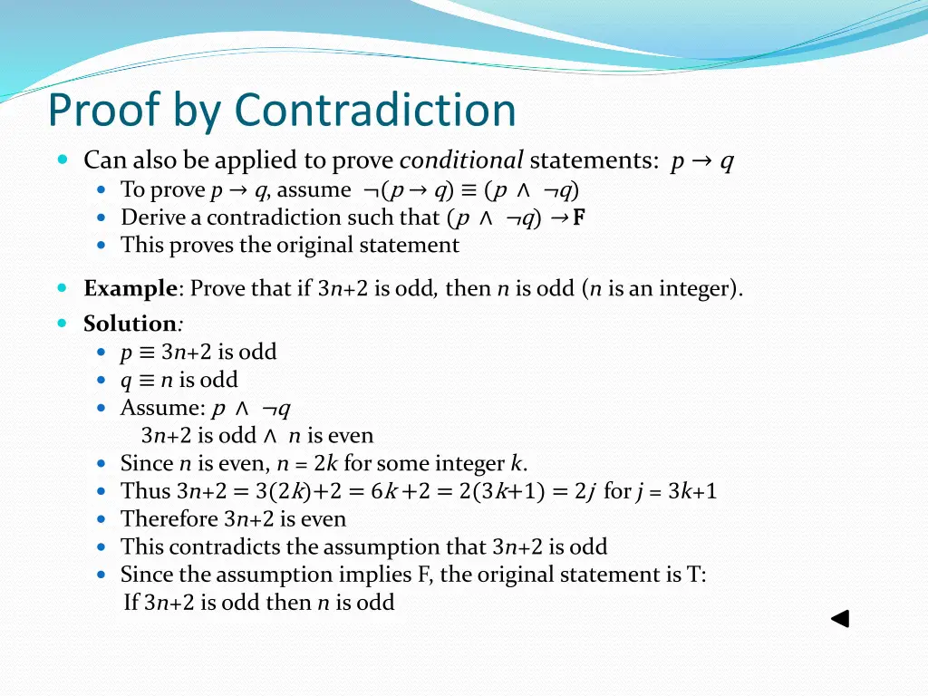 proof by contradiction can also be applied