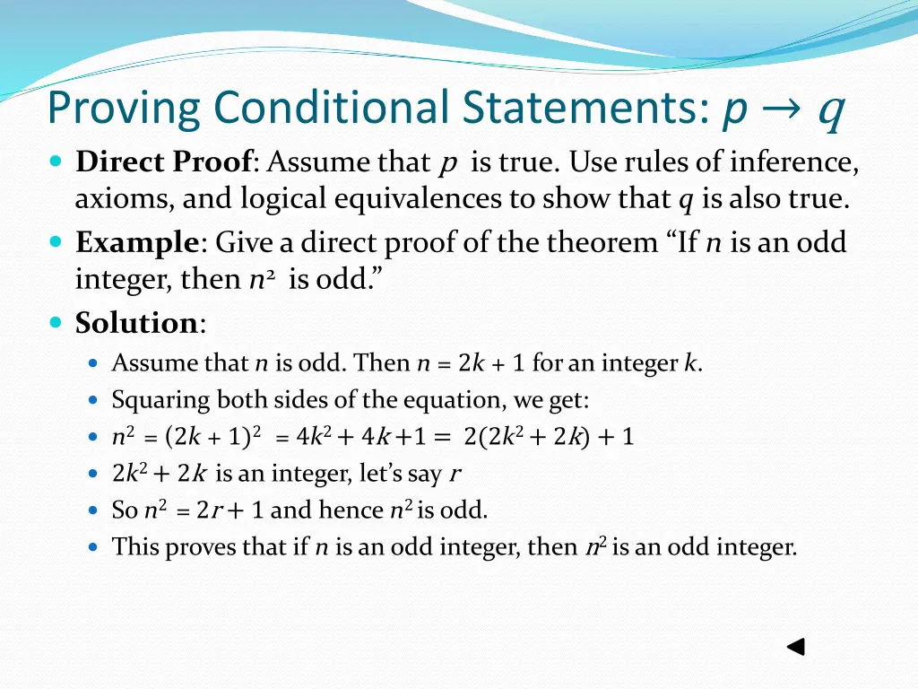 proving conditional statements p q direct proof