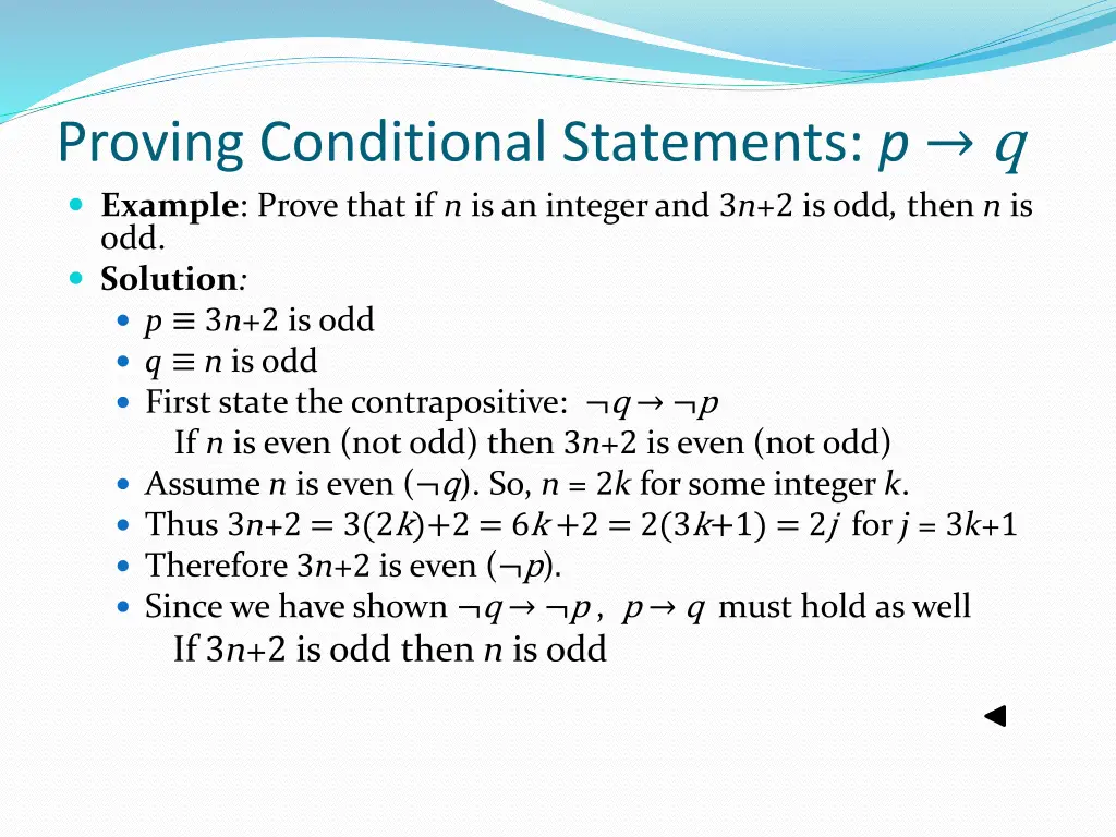 proving conditional statements p q example prove