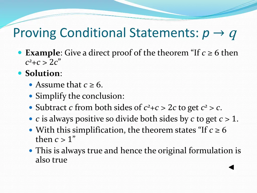 proving conditional statements p q