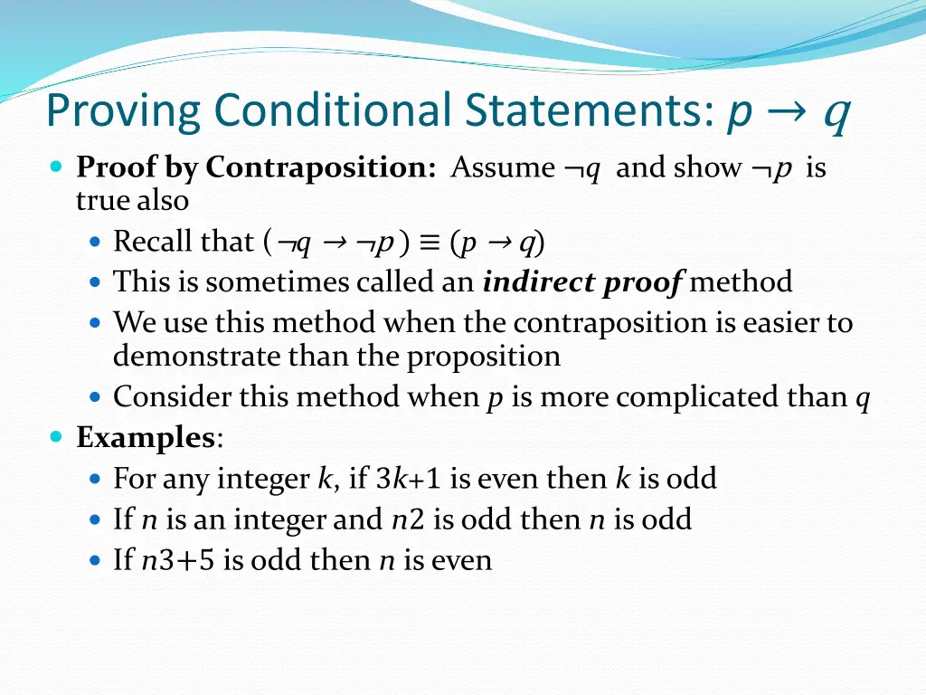 proving conditional statements p q proof