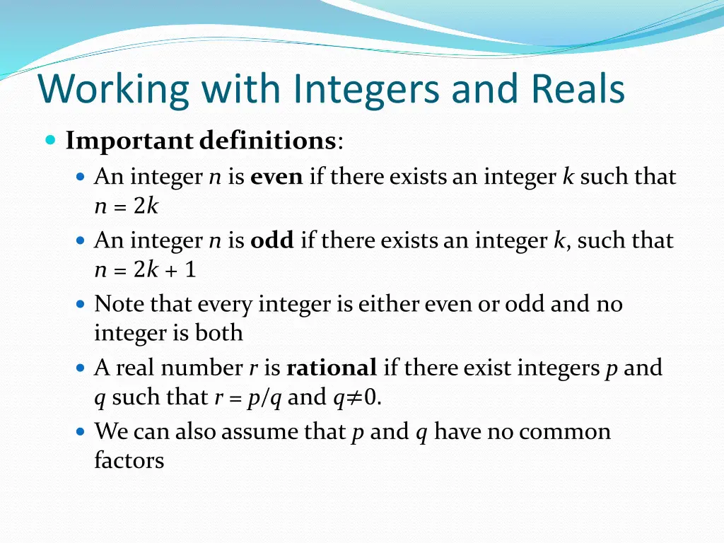 working with integers and reals