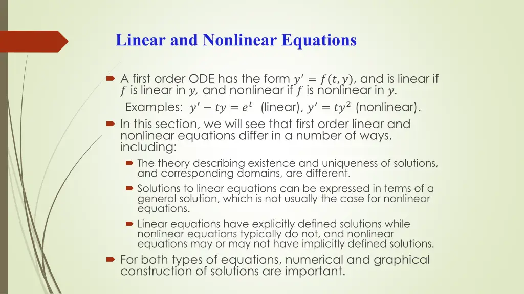 linear and nonlinear equations
