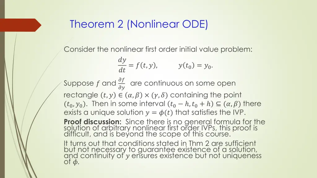 theorem 2 nonlinear ode