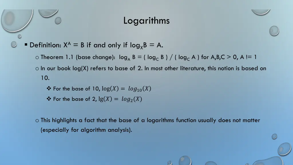 logarithms