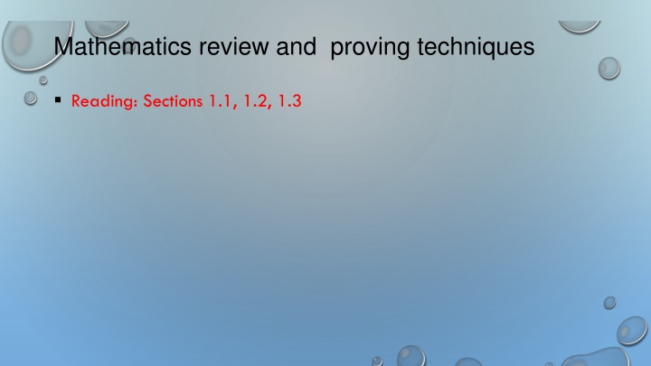 mathematics review and proving techniques
