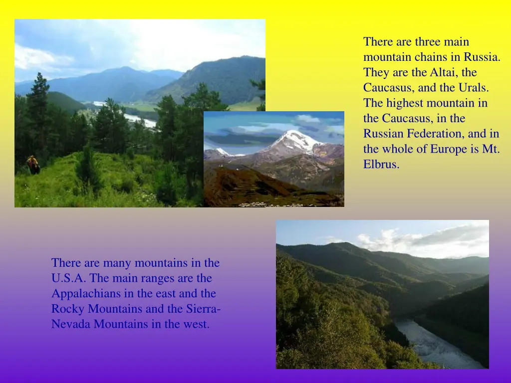 there are three main mountain chains in russia