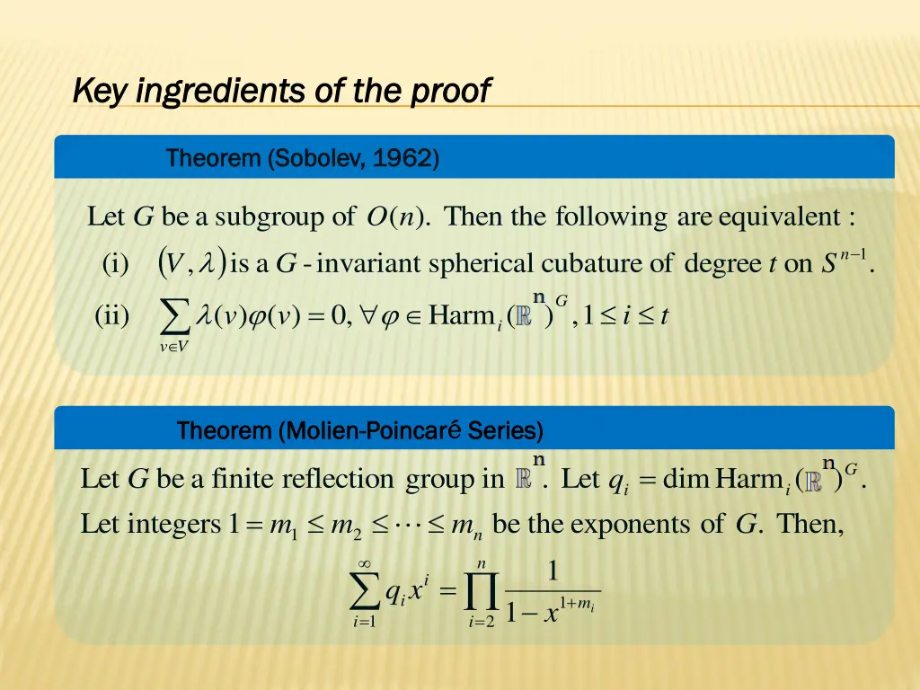 key ingredients of the proof key ingredients