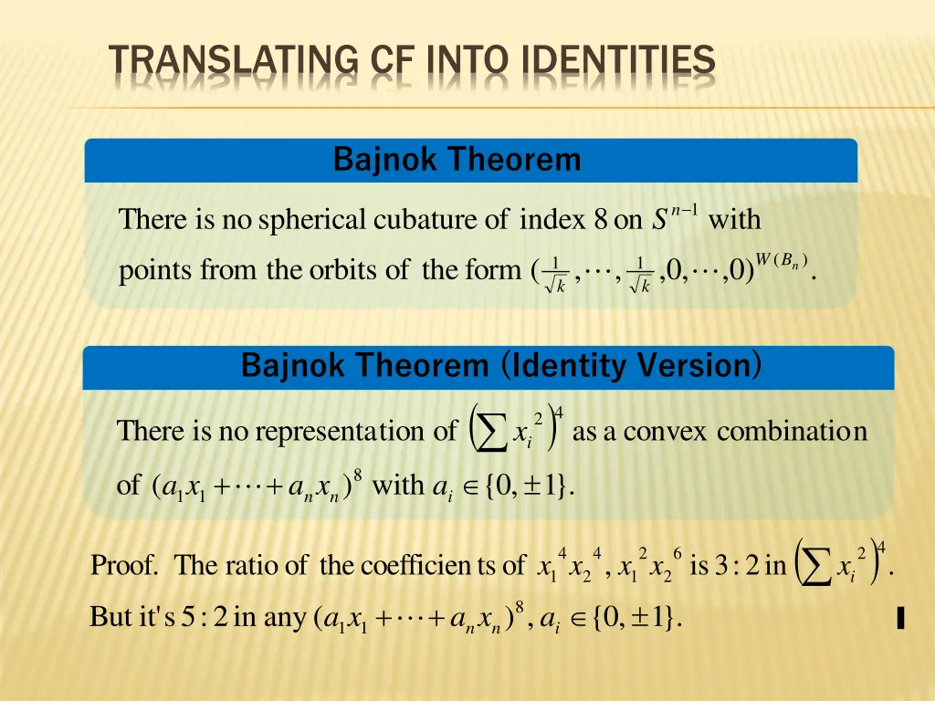 translating cf into identities