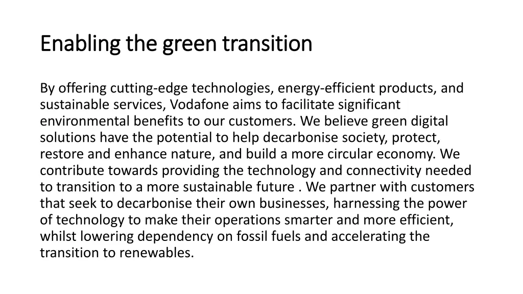 enabling the green transition enabling the green