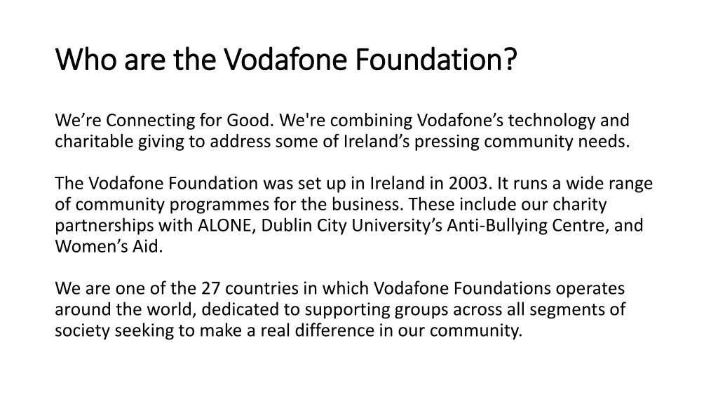 who are the vodafone foundation