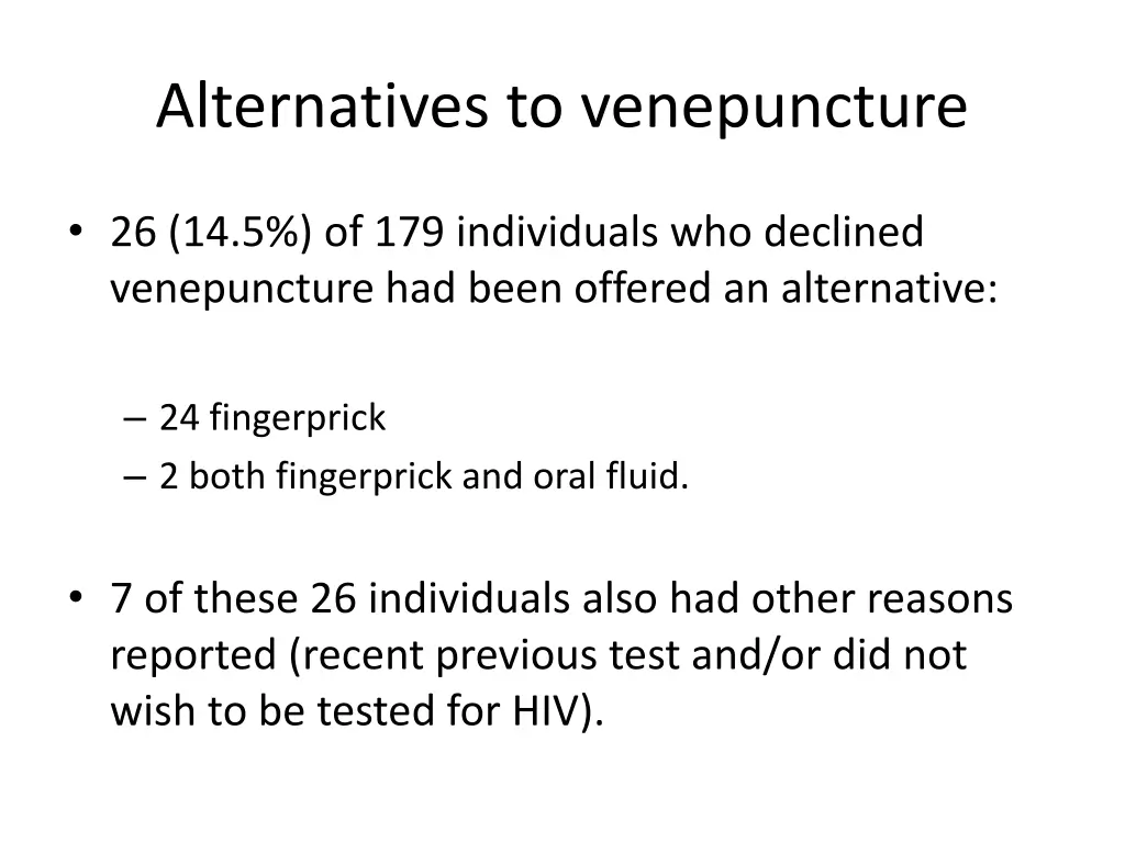 alternatives to venepuncture