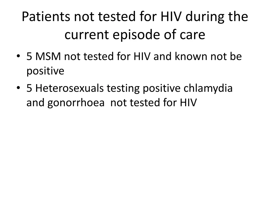 patients not tested for hiv during the current