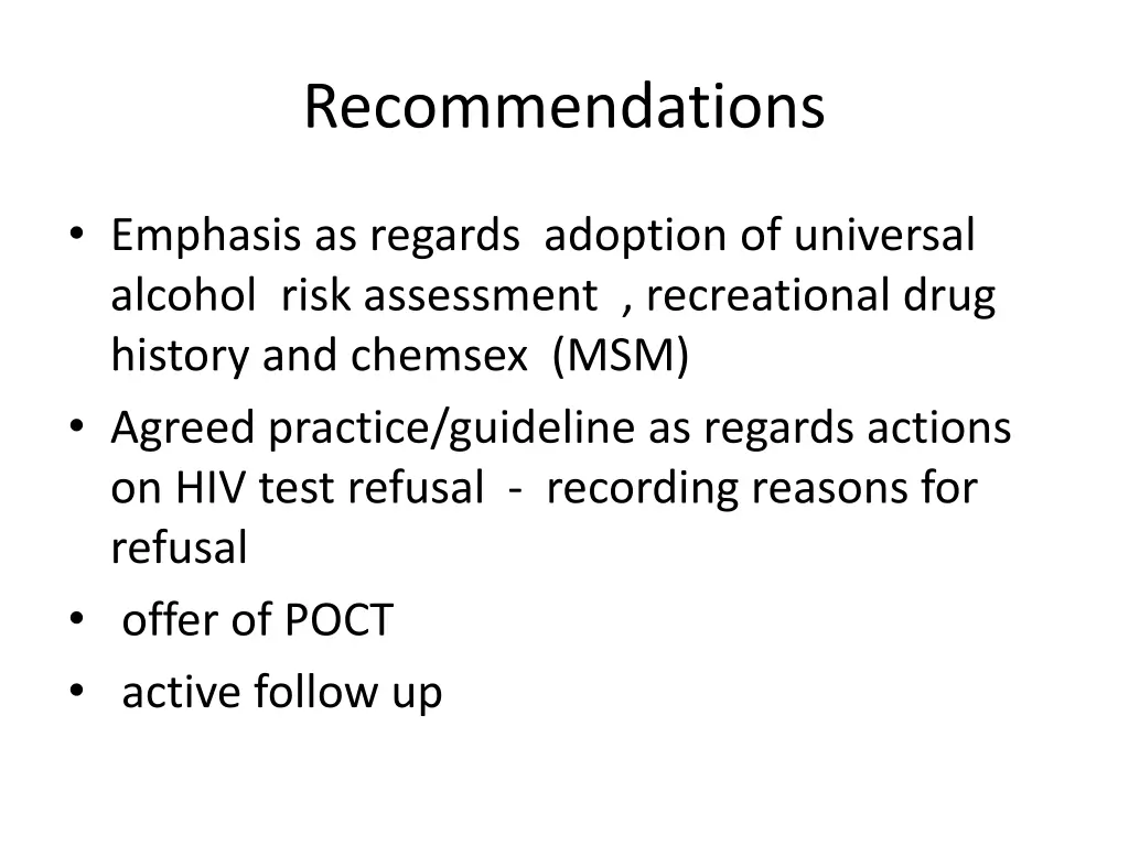 recommendations