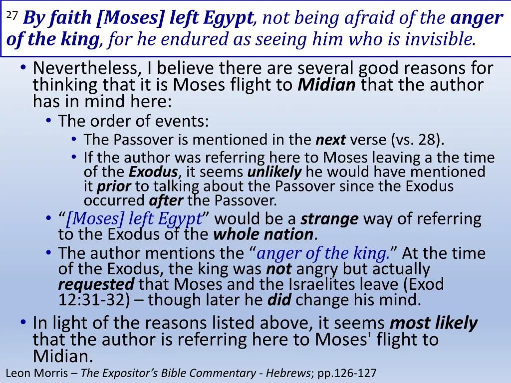 27 by faith moses left egypt not being afraid 1