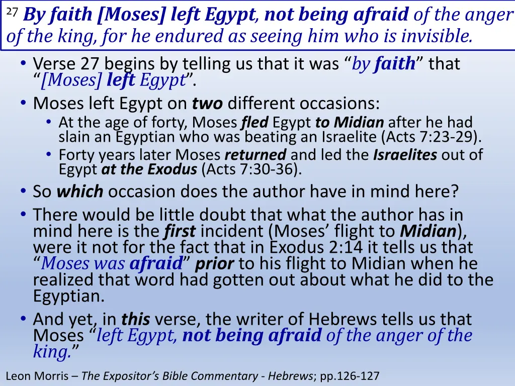 27 by faith moses left egypt not being afraid