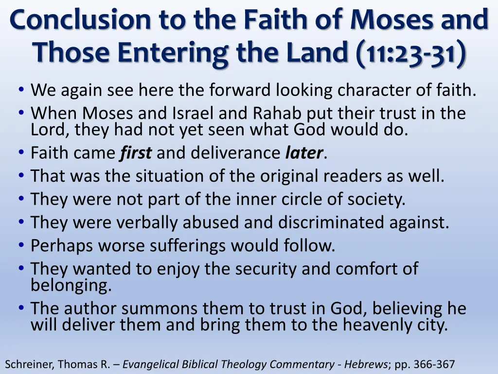 conclusion to the faith of moses and those 1