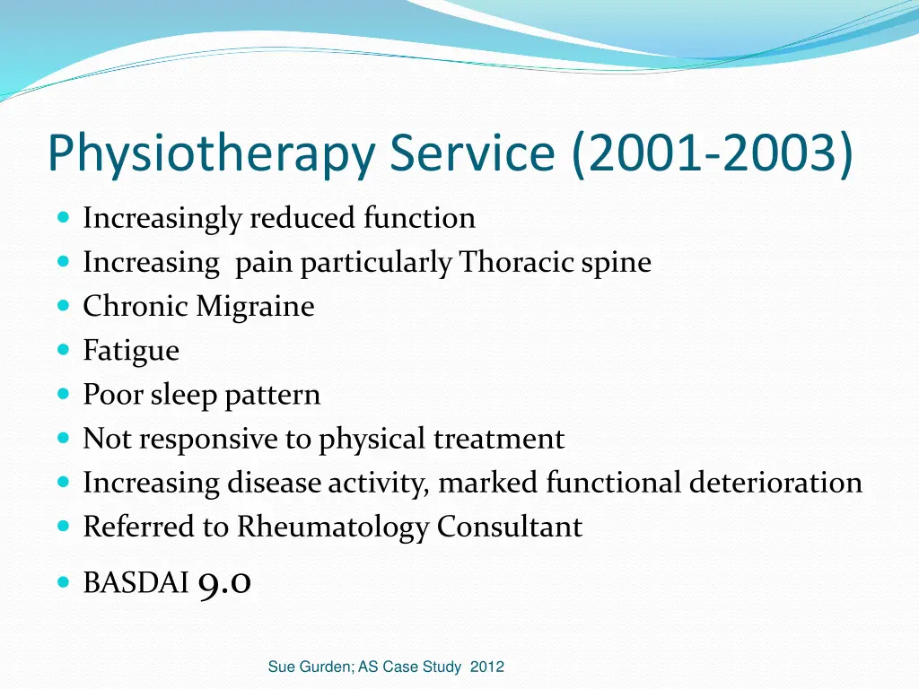 physiotherapy service 2001 2003