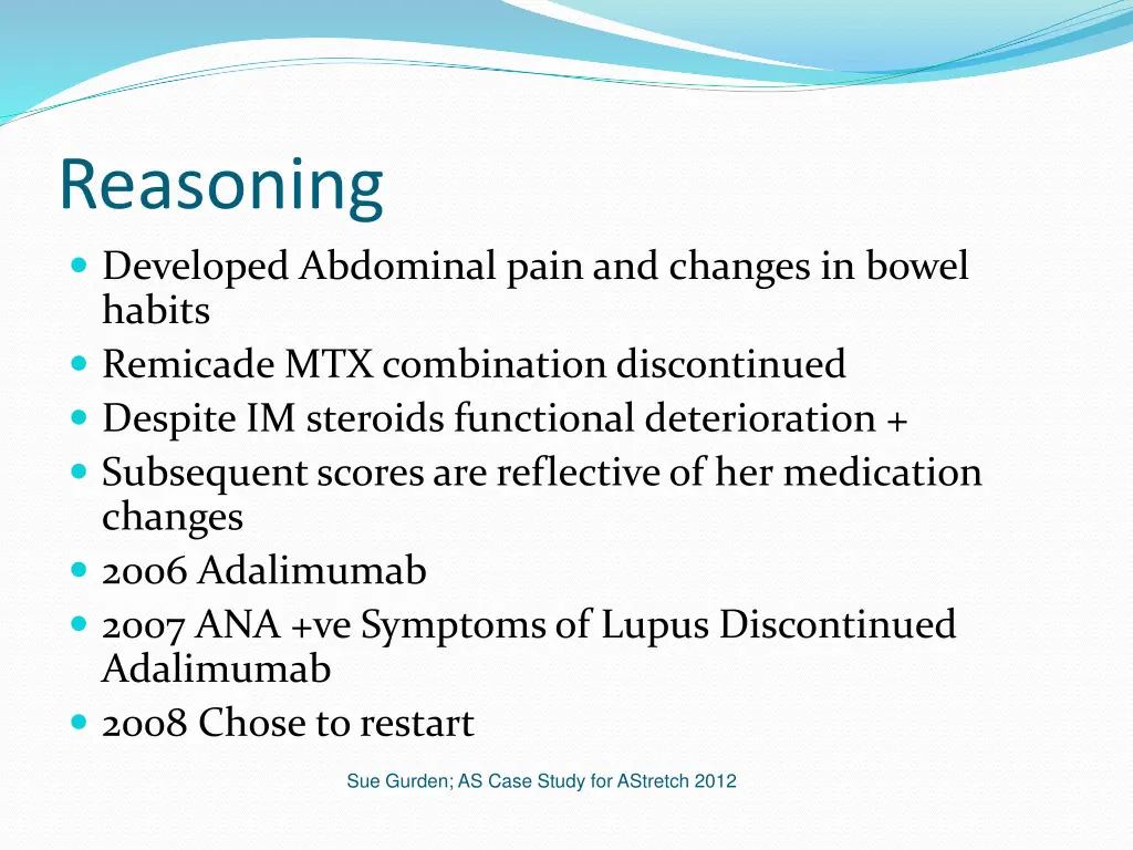 reasoning developed abdominal pain and changes