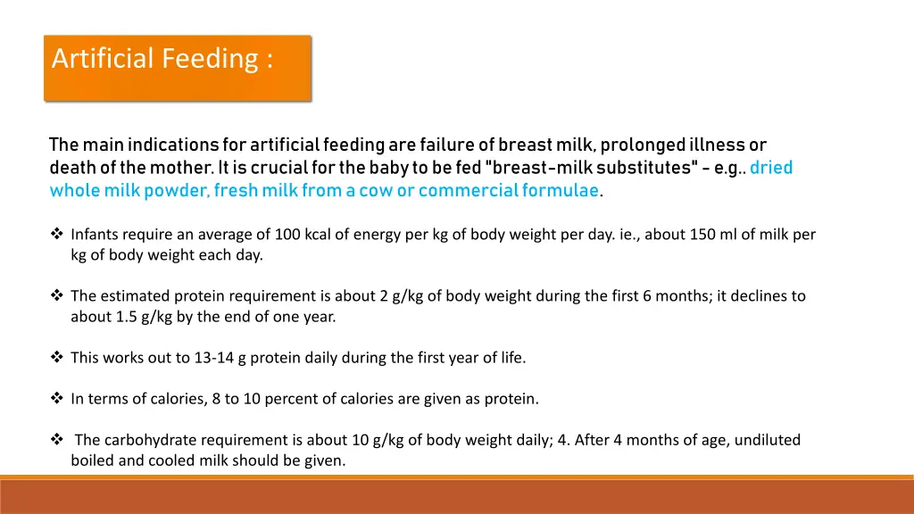 artificial feeding
